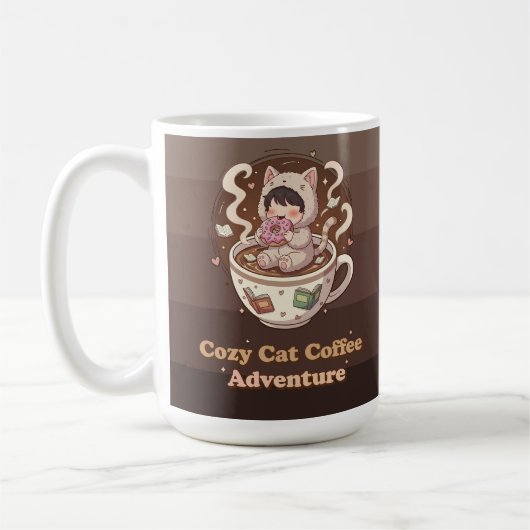 Cozy Cat Coffee Adventure Art コーヒーマグカップ (左)