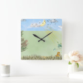 Cozy Cat Decor Wall Clock スクエア壁時計 (ホーム)