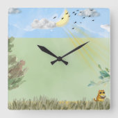 Cozy Cat Decor Wall Clock スクエア壁時計 (正面)