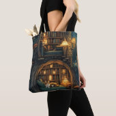 Cozy Cat in a Magic Treehouse Library トートバッグ (クローズアップ)