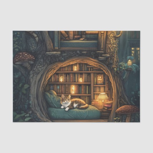 Cozy Cat in a Magic Treehouse Library 薄葉紙 (正面)