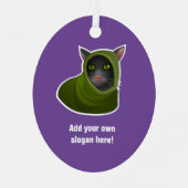 Cozy Cat in Hooded Equipment，ハッカー子猫 – 独自の文字 メタルオーナメント (正面)