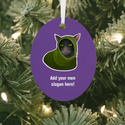 Cozy Cat in Hooded Equipment，ハッカー子猫 – 独自の文字 メタルオーナメント (インサイチュ)