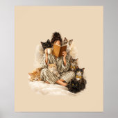 Cozy Cat Lady Reading & Coffee Poster ポスター (正面)