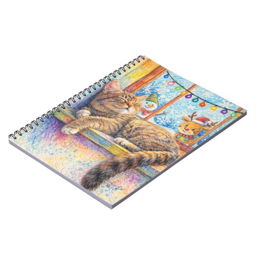 Cozy Cat Nap by the Christmas Window ノートブック (左側)