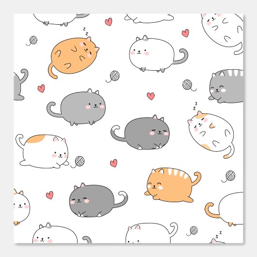Cozy Cat pattern for Your Kid Room 壁紙 (正面)