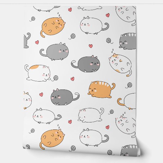 Cozy Cat pattern for Your Kid Room 壁紙 (ほどく)