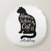 Cozy Cat Silhouette – Personalized Pet Lover ラウンドクッション (正面)