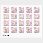 Cozy Cat Sticker – Cute Kawaii Pastel スクエアシール (シート)