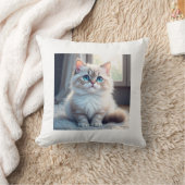 “Cozy Catnap – Cute Kitty Throw Pillow” クッション (ブランケット)