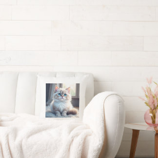 “Cozy Catnap – Cute Kitty Throw Pillow” クッション