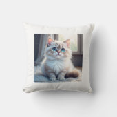 “Cozy Catnap – Cute Kitty Throw Pillow” クッション (正面)
