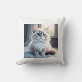 “Cozy Catnap – Cute Kitty Throw Pillow” クッション