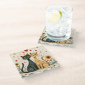 Cozy Cats ガラスコースター (アングル)