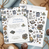 Cozy Cats Holiday Book Exchange Hand Drawn 招待状