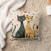 Cozy Cats Throw Pillow クッション (ブランケット)