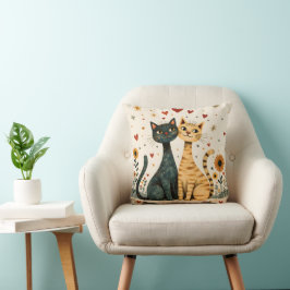 Cozy Cats Throw Pillow クッション