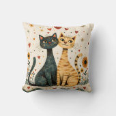 Cozy Cats Throw Pillow クッション (正面)