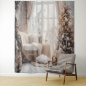 Cozy Chair, Snowy Window & Elegant Tree Backdrop タペストリー (インサイチュ)