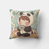 Cozy Chibi Panda Coffee Accent Pillow クッション (裏面)