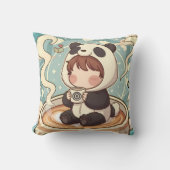 Cozy Chibi Panda Coffee Accent Pillow クッション (正面)