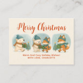 Cozy Christmas Animals Adorable Holiday Note Card ノートカード (正面)