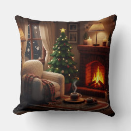 Cozy Christmas atmosphere, in a knitted style クッション