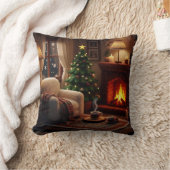 Cozy Christmas atmosphere, in a knitted style クッション (ブランケット)