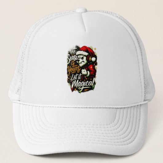 Cozy Christmas Bear DJ Knit Beanie Hat キャップ (正面)