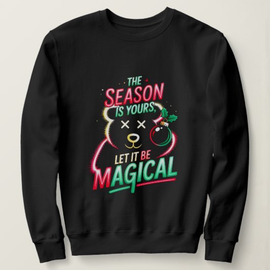 Cozy Christmas Bear Women's Crewneck Holiday Gift  スウェットシャツ (デザイン正面)