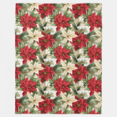 Cozy Christmas Blanket Red Floral Living Accent フリースブランケット (正面)
