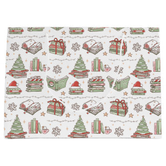 Cozy Christmas Book Lover  ラージペーパーバッグ