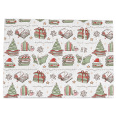 Cozy Christmas Book Lover  ラージペーパーバッグ (裏面)