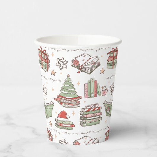 Cozy Christmas Book Lover 紙コップ (左)