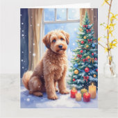 Cozy Christmas Bouvier des Flandres Art カード (黄色い花)