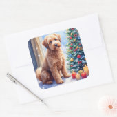 Cozy Christmas Bouvier des Flandres Art スクエアシール (封筒)
