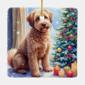 Cozy Christmas Bouvier des Flandres Art セラミックオーナメント (裏面)