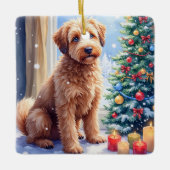 Cozy Christmas Bouvier des Flandres Art セラミックオーナメント (正面)
