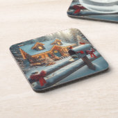 Cozy Christmas Cabin Winter Wonderland コースター (左側)