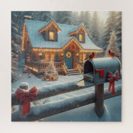 Cozy Christmas Cabin Winter Wonderland ジグソーパズル
