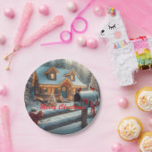 Cozy Christmas Cabin Winter Wonderland ペーパープレート (パーティー)