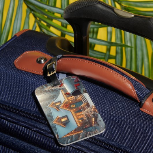 Cozy Christmas Cabin Winter Wonderland ラゲッジタグ (正面インサイチュ1)