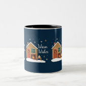 "Cozy Christmas Cabin with Warm Wishes" ツートーンマグカップ (中央)
