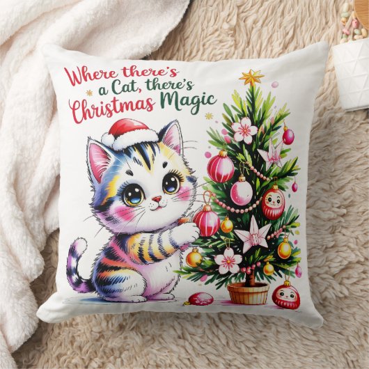 Cozy Christmas Cat - Festive Home Decor Gift クッション (ブランケット)