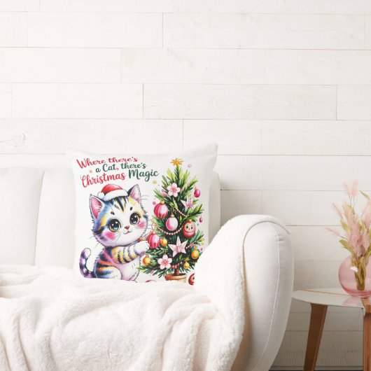 Cozy Christmas Cat - Festive Home Decor Gift クッション (ソファ)