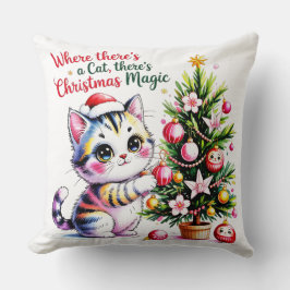 Cozy Christmas Cat - Festive Home Decor Gift クッション
