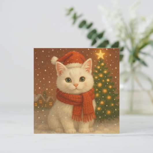Cozy Christmas Cat Flat Card (スタンド正面)