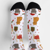 Cozy Christmas Cats Pattern Socks ソックス (上部)