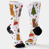 Cozy Christmas Cats Pattern Socks ソックス (傾斜あり)