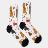 Cozy Christmas Cats Pattern Socks ソックス (右)